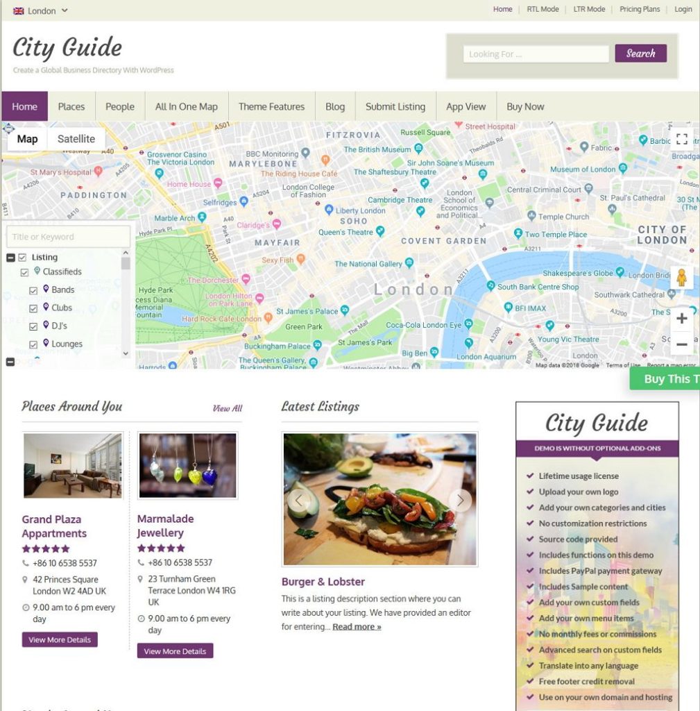 CityGuide Directory WordPress Theme